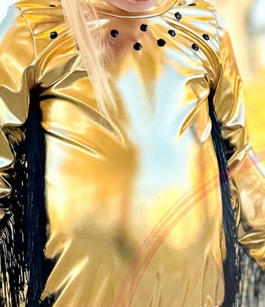 Metallic Gold Flare Romper