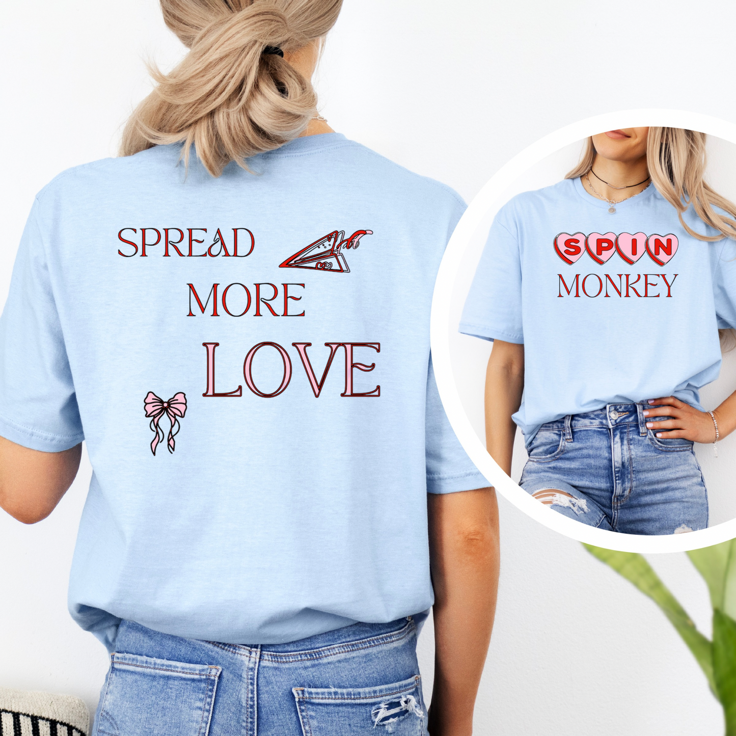 Galentines Spin Monkey Tees