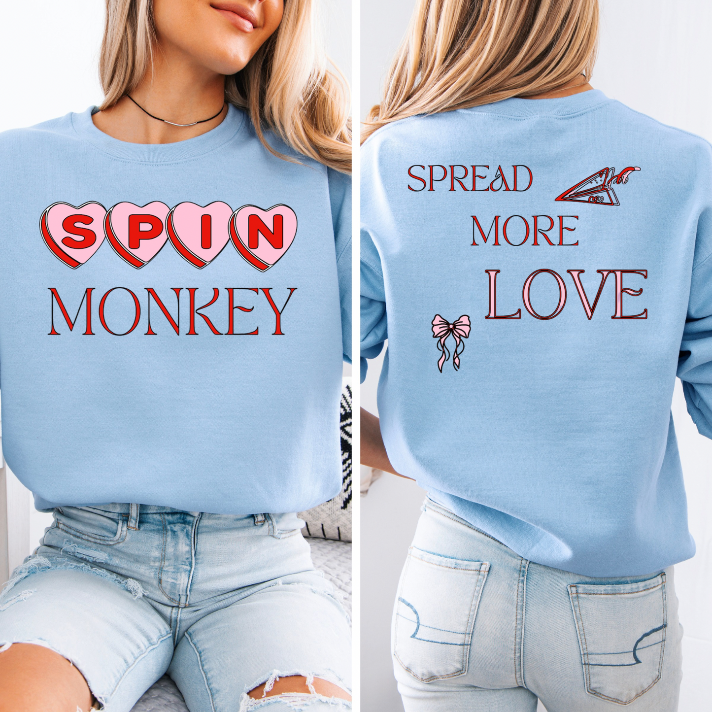 Galentines Spin Monkey Sweatshirts